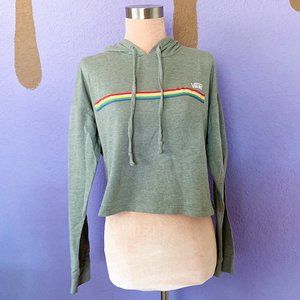 Vans Grey Pullover Rainbow Stripe Cropped Hoodie